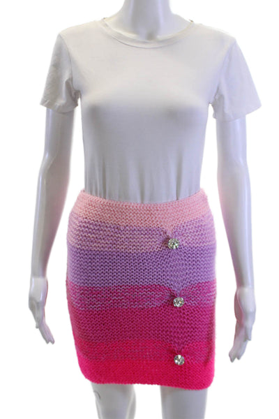 Germanier Womens Pink Cotton Blend Mini Straight Pencil Skirt Size M