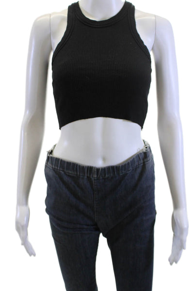 Wesley Women Cropped Black High Neck Tank Sleeveless Size XS