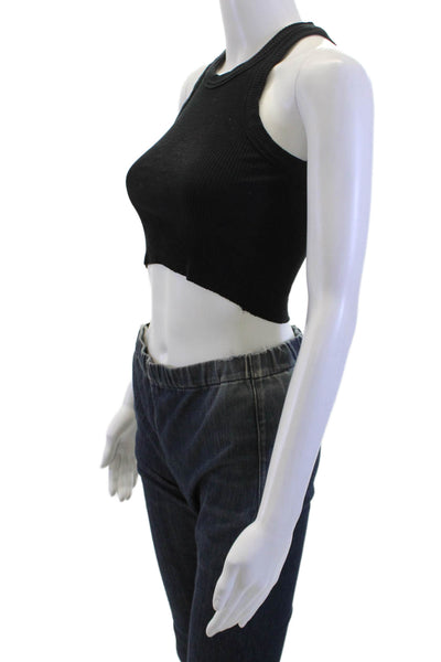 Wesley Women Cropped Black High Neck Tank Sleeveless Size XS