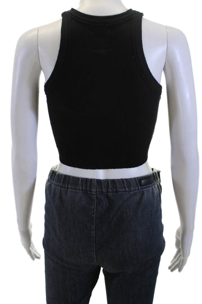 Wesley Women Cropped Black High Neck Tank Sleeveless Size XS