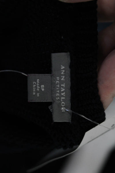 Ann Taylor Women V Neck Silk Pullover Sweater Black 3/4 Sleeve Size XS