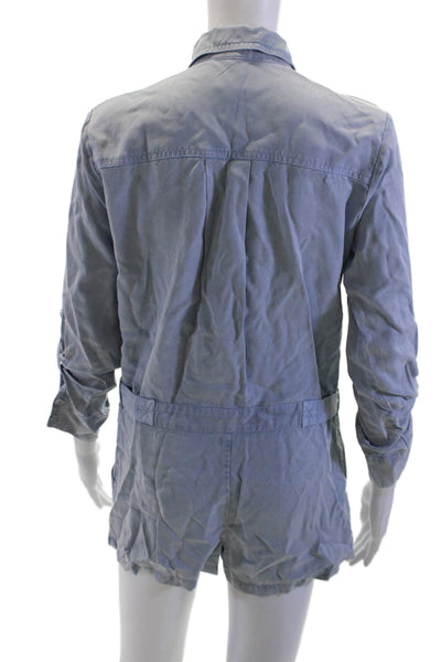 YFB Womens Collared Solid Tencel Jumpsuit 3/4 Sleeve Gray Size XS
