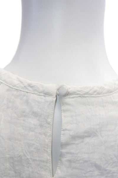 Club Monaco Women Shift Dress White Short Sleeve Crew Neck Bohemian Size S