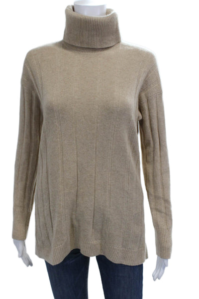 Lafayette 148 New York Women Beige Cashmere Turtleneck Pullover Size XS