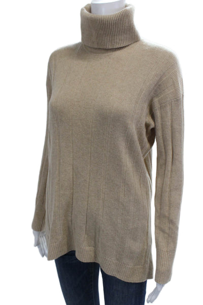 Lafayette 148 New York Women Beige Cashmere Turtleneck Pullover Size XS