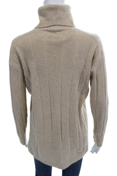 Lafayette 148 New York Women Beige Cashmere Turtleneck Pullover Size XS