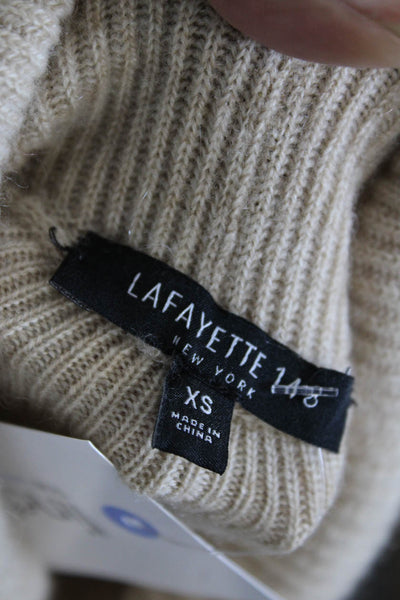 Lafayette 148 New York Women Beige Cashmere Turtleneck Pullover Size XS