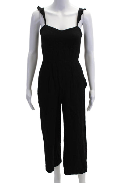 Intermix Womens Jumpsuit Romper Black Sweetheart Linen Viscose Sleeveless Size 2