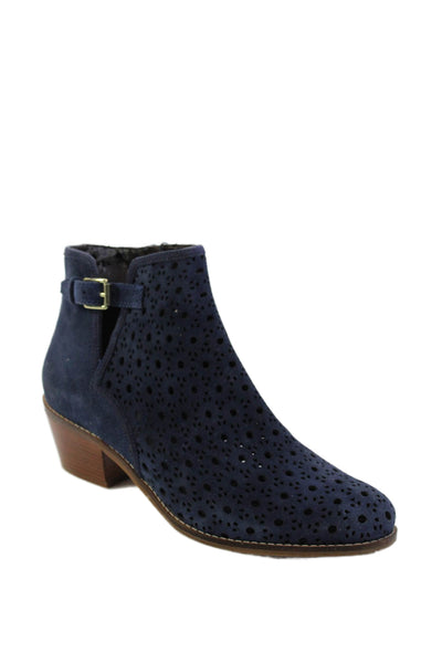 Cole Haan Womens Rounded Toe Buckle Block Booties Blue Size 09