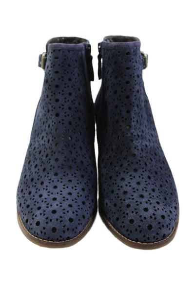 Cole Haan Womens Rounded Toe Buckle Block Booties Blue Size 09