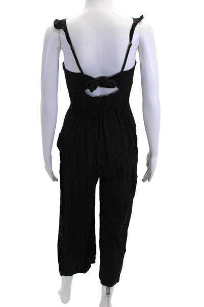 Intermix Womens Jumpsuit Romper Black Sweetheart Linen Viscose Sleeveless Size 2