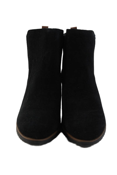 Dr. Scholl's Womens Suede Textured Lined Block Booties Black Size 9