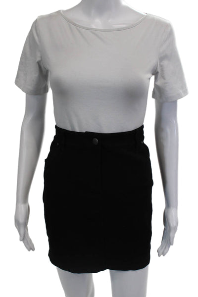Eileen Fisher Womens Black Mini Pencil Skirt Short Straight Size 8