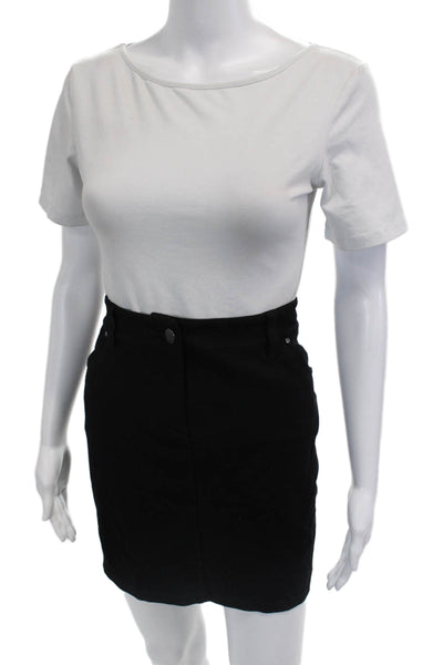 Eileen Fisher Womens Black Mini Pencil Skirt Short Straight Size 8