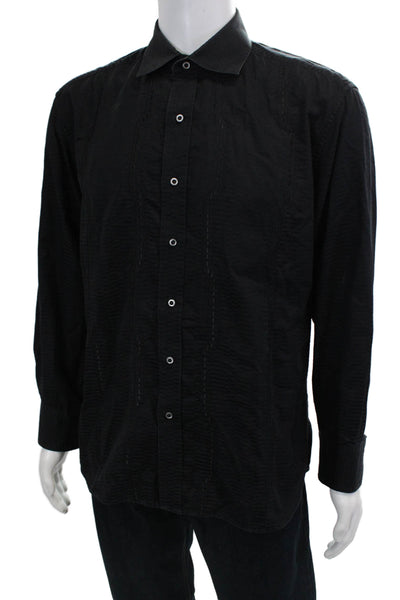 Robert Graham Mens Long Sleeve Casual Button Down Collared Shirt Navy Size L