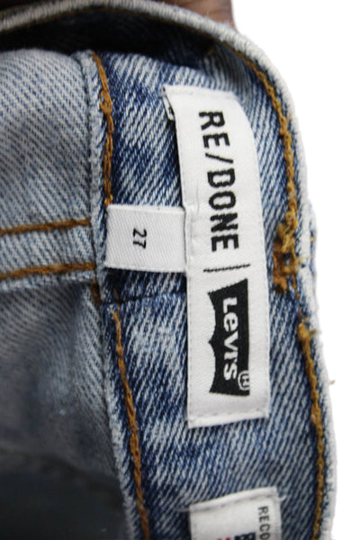 Re/Done Unisex Straight Light Blue High Rise Button Jeans 100% Cotton Size 27