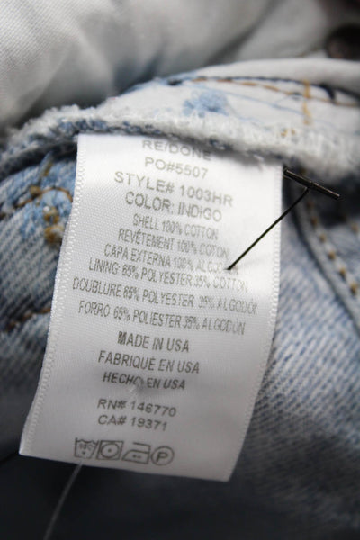 Re/Done Unisex Straight Light Blue High Rise Button Jeans 100% Cotton Size 27