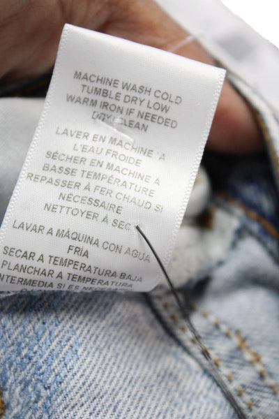 Re/Done Unisex Straight Light Blue High Rise Button Jeans 100% Cotton Size 27