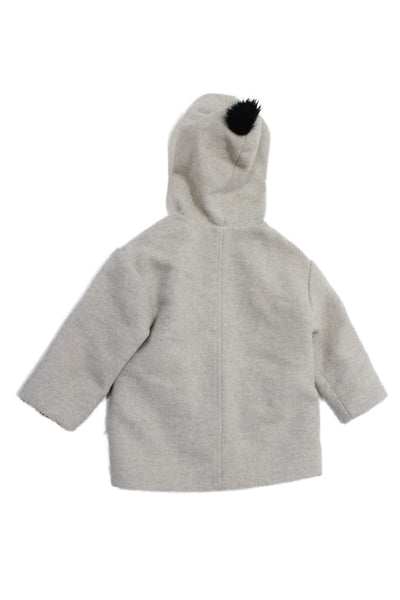 Zara Childrens Girls Hooded Button Down Coat Beige Size 3-4