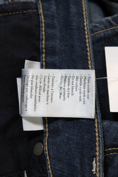 Paige Womens Cropped Dark Blue Mid Rise Jeans Button Closure Size 28