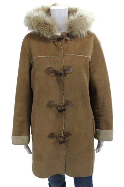 Marc New York Women Brown Toggle Coat Long Sleeve Solid Polyester Size S