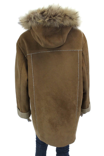 Marc New York Women Brown Toggle Coat Long Sleeve Solid Polyester Size S