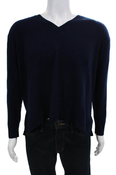 Michael Michael Kors Mens V-Neck Cashmere Pullover Dark Blue Size L