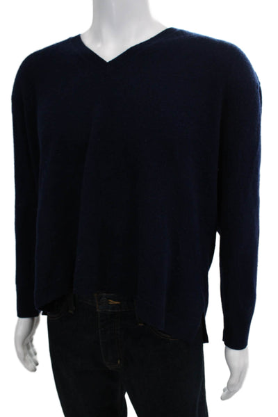 Michael Michael Kors Mens V-Neck Cashmere Pullover Dark Blue Size L