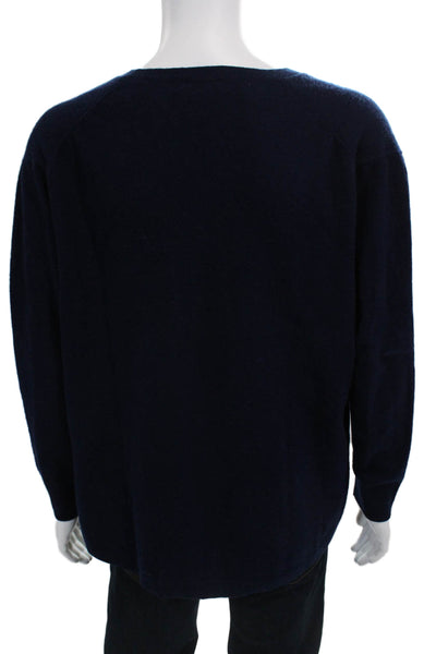 Michael Michael Kors Mens V-Neck Cashmere Pullover Dark Blue Size L