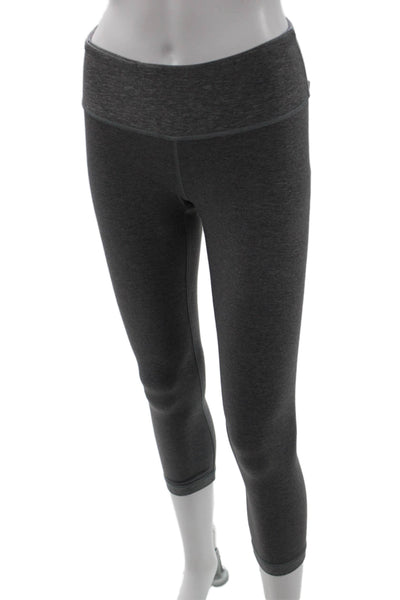 Lululemon Womens Cropped Capri Leggings Dark Gray Nylon Blend Size 6