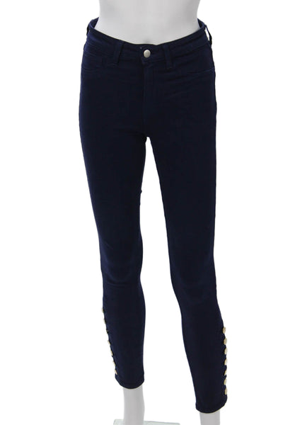 L'Agence Women Ankle Skinny Jeans Dark Blue Mid Rise Size 25