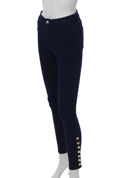 L'Agence Women Ankle Skinny Jeans Dark Blue Mid Rise Size 25