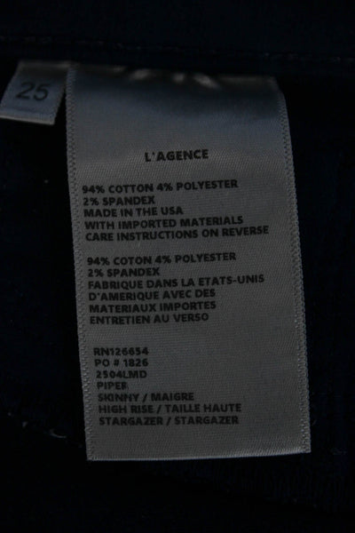 L'Agence Women Ankle Skinny Jeans Dark Blue Mid Rise Size 25