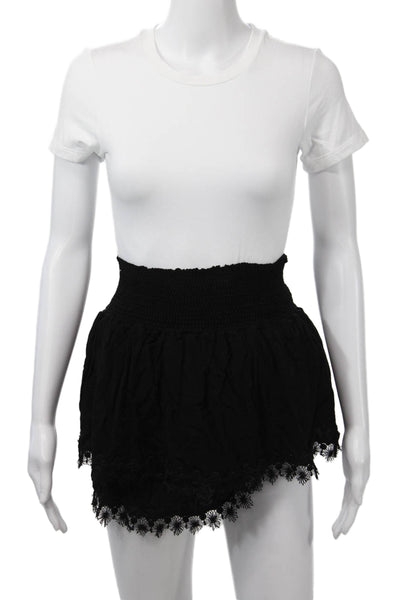 Peixoto Women Peasant Mini Skort Black Rayon Size S