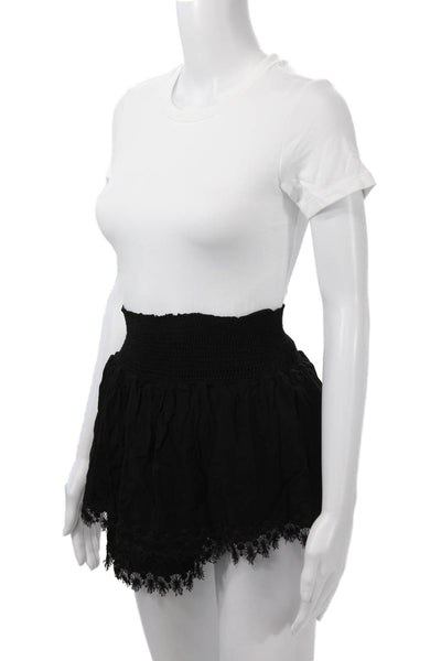 Peixoto Women Peasant Mini Skort Black Rayon Size S