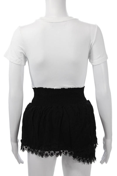 Peixoto Women Peasant Mini Skort Black Rayon Size S