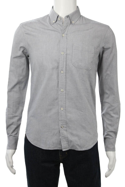AG Adriano Goldschmied Cotton Collar Sleeve Button-Down Shirt Gray Size XS