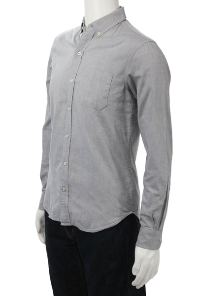 AG Adriano Goldschmied Cotton Collar Sleeve Button-Down Shirt Gray Size XS
