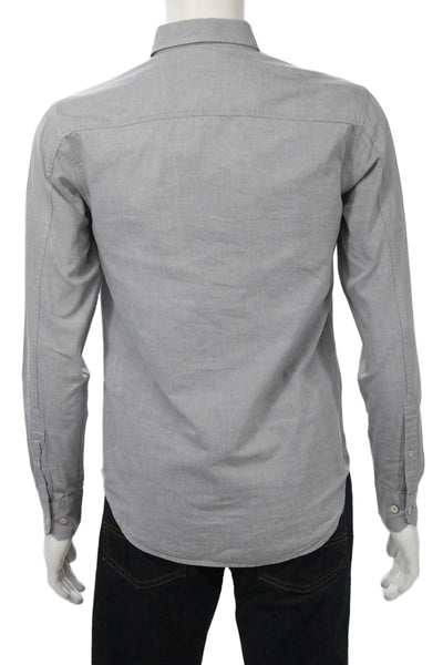 AG Adriano Goldschmied Cotton Collar Sleeve Button-Down Shirt Gray Size XS