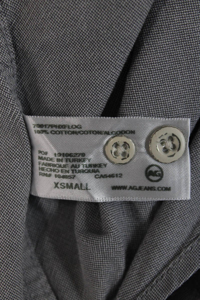AG Adriano Goldschmied Cotton Collar Sleeve Button-Down Shirt Gray Size XS