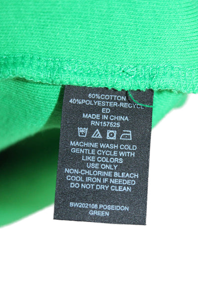 WSLY Women Basic Collared Button-Up Top Green Short Sleeve Size S