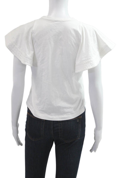 ALC Womens Cropped Cotton Blend Crewneck Short Sleeve T Shirt White Size XS