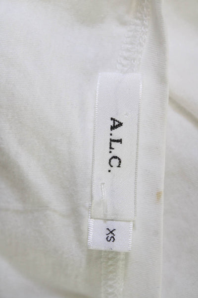 ALC Womens Cropped Cotton Blend Crewneck Short Sleeve T Shirt White Size XS