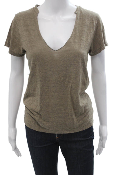 LNA Womens Basic Jersey V-Neck Brown Short Sleeve T-Shirt Size S