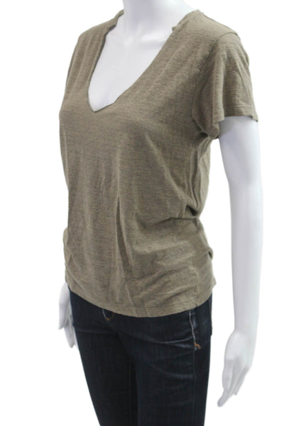 LNA Womens Basic Jersey V-Neck Brown Short Sleeve T-Shirt Size S