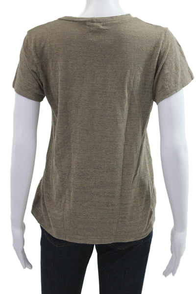 LNA Womens Basic Jersey V-Neck Brown Short Sleeve T-Shirt Size S