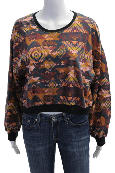 The Westside Women Pullover Sweatshirt Black Aztec Crew Neck Long Sleeve Size M