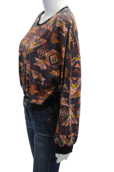 The Westside Women Pullover Sweatshirt Black Aztec Crew Neck Long Sleeve Size M
