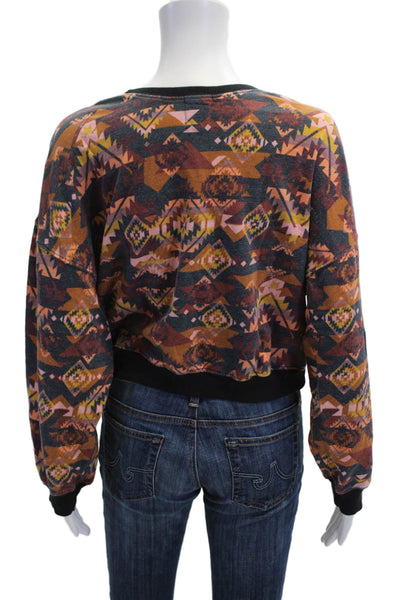 The Westside Women Pullover Sweatshirt Black Aztec Crew Neck Long Sleeve Size M