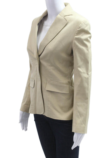 Joseph Women Beige Collared Button Blazer Long Sleeve Cotton Stretch Size 40